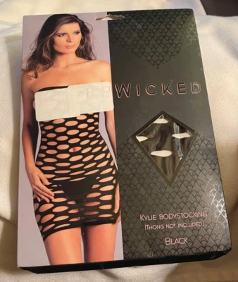 Be Wicked Kylie Bodystocking Black OSFM Black