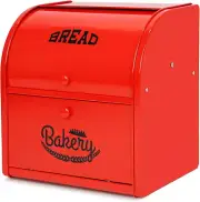 2 Layer Metal Bread Boxes, Bread Box Storage Bin Kitchen Container with Roll Top