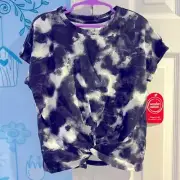 NWT Wonder Nation Tie Dye Black & White Summer Twist Better Cotton Top Girls M !