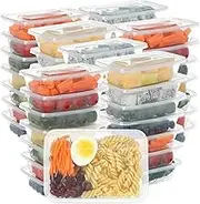 KGYMJR 50 SETS Takeaway Containers, Disposable Food Storage Containers with Airtight Lids, 50Pcs Reusable Deli Meal Prep Containers, Leakproof, Microwaveable, Dishwasher & Freezer Safe