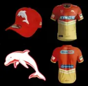 Redcliffe Dolphins Rugby 2024 NRL Mens HOME Jersey And Hat Combo Size 2XL