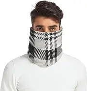 [Caihoyu] Winter Neck Warmer for Men Women Thick Thermal Fleece Lined Ski Face Scarf Cold Weather Running Black White Twill Weave Buffalo Plaid Tartan Check Scotland, Multicolor