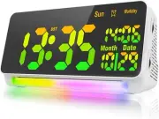 120db Super Loud Alarm Clocks for Bedrooms 15 Wake Up Sounds 7 Color Night Li
