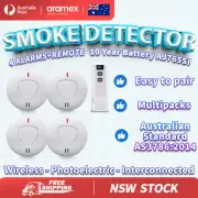 OZ ANKA WIRELESS INTERCONNECTED PHOTOELECTRIC Smoke Alarm 4PCS + Remote