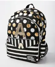Justice initial black stripe dot backpack wristlet purse: A, C, J, I,N, E, S, M