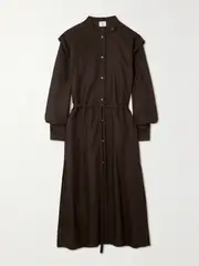 [NINETY PERCENT] NINETY PERCENT - + Net Sustain Nemulus Belted Tencel Lyocell Midi Shirt Dress - Brown - medium medium Brown