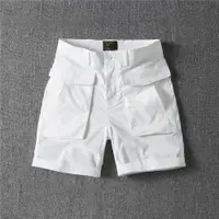 在飛比找ETMall東森購物網優惠-五分褲休閑白色多口袋純棉工裝