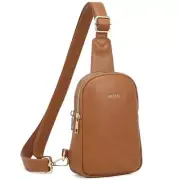 Small Sling Bag for Women Leather Crossbody Bags Fanny Pack Crossbody B-brown