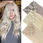 8 Pieces Clip In Real Remy Human Hair Extensions Full Head Wefted BALAYAGE OMBRE