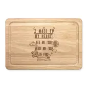 3 Ways To My Heart Rectangular Wooden Chopping Board - Funny Food Joke