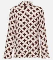 [Rixo] Rixo Libra printed tie-neck blouse AU 8 brown
