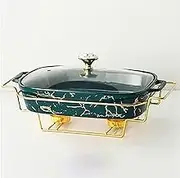 Ceramics Chafing Dish Buffet Set, Marble Finish Chafing Dish, Rectangular Chafers for BuffetWeddingsPartiesBanquetsCatering Events