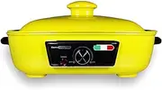 Vintage Multi-functional Cooking Pot Electric Hotpot BBQ Baking Plate Korean Hotpot - Yellow