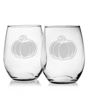 Susquehanna Glass Set of Four 21oz "Pumpkin" Stemless Glasses