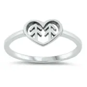 Tree Hearts Ring Genuine Sterling Silver 925 Oxidized Face Height 7 mm Size 9
