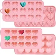 LFBEST 2 Pcs Heart Jelly Silicone Moulds, 15 Cavity Heart Shape Silicone Chocolate Moulds Ice Cube Tray Wax Melt Moulds,Non-Stick Silicone Mould for Handmade DIY Cake Chocolate Jelly Ice Cube