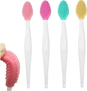 Pore Cleaning Brush, 4pcs Double Sided Silicone Facial Brushes, Lip Scrub Brush, Nose Scrubber for Blackheads Removal, Deep Pore Cleaning Massager