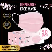 50Pcs PINK BLUSH Disposable Face Mask Protective Masks 3 layer Meltblown Filter