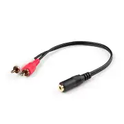 3.5mm 1/8" Female Mini Jack To 2 Male RCA Plug Adapter Convertor Audio Y Cable B