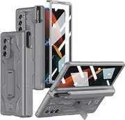[Miimall] Case Compatible with Samsung Galaxy Z Fold 2, Case with S Pen Holder + Pen, Robust PC Mobile Phone Case with Glass Screen Protector + Stand, Hinge Protection Case for Samsung Galaxy Z Fold 2