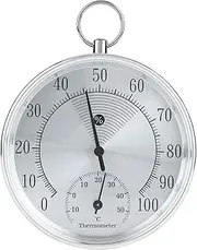 EVTSCAN 3.9 inches Dual Dial Analog Thermometer Hygrometer, -10°C to 50°C, 0% to 100% RH, Wall Mounting or Hanging, Indoor Temperature Humidity Gauge for Homes, Offices, Greenhouse