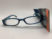 E133 Foster Grant Women's Reading Glasses 1.75 Brynna Blue W/ Soft Case READER