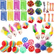 46 PCS Cat Toy Indoor Cats Spring Mint Catnip Crinkle Mouse Ball Kitten Exercise