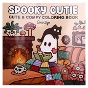 Spooky Cute Coloring Book for Adults & Teens Featuring Adorable Creepy Creatures in Cozy Hygge Moments for Relax As Shown