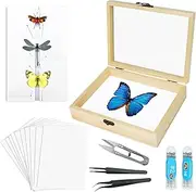 Making Insect Specimen Tools Kit (Pins, Shadow Box, Pinning Board, Wings Pressing Paper, Tweezers, Scissors) - Specimen Collection Display for Bug Hobbyist/Biology Projects