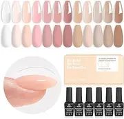 [beetles gel polish] Builder Nail Gel 12 Pcs, 8-in-1 Gel Builder for Nails Pink Nude Coffee Foam Colors White Hard Gel Builder Extension Gel Nail Strengthener Nail Art Design Valentine's Girls and Women