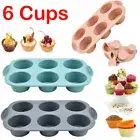 6 Cups Silicone Mold Muffin Pudding Mould Bakeware Round Cupcake Pan Baking Tray