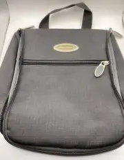 NWOT Eddie Bauer Black Nylon/Mesh Zip Close Hangable Travel Toiletry Bag 10x11”