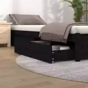 Bed Frame Under Storage Drawers 4pcs Black Solid Wood Pine