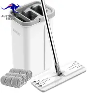 Mop and Bucket with Wringer Set, Hands Free Flat Floor Mop and Bucket, 3 Washabl