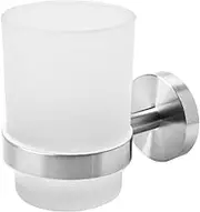 Joeji's Kitchen Toothbrush Holder Organiser - Stainless Steel and Glass Toothbrush Tumbler Cup - Self Adhesive or Screws - No Drilling Wall Mounted Caddy