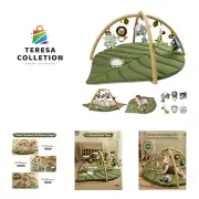 Baby Play Gym & Activity Mat, Oversize Leaf Shaped Baby Play Mat w 6 Detachab...