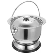 Portable Toilet Urine Pot Stainless Steel Potty Camping Silver Bucket