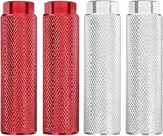 2 Pairs Bike Pegs Aluminum Alloy Rear Stunt Pegs Anti-Skid Back Seat Stands Fit 3/8" Axles for Mountain Bike, Red & Silver