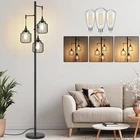 Dimmable Floor Lamp with 3 x 800LM LED Edison Bulbs