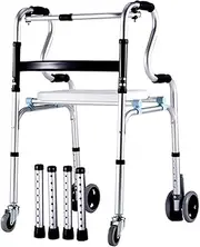 Lightweight Folding Four Wheel Rollator Walker, Walking Frame with Wheels and Seat, Portable Medical Walker for Elderly, Stand-Assist Walking Aids, Standard Walker