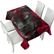 Animal Art Scarlet Rose Panther Tablecloth