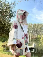 Quilt Coat Duster Ladybug Vintage Handmade By Rose Valley Craft Upcycle CUTE