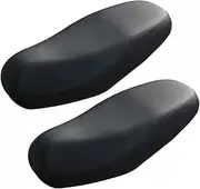ANCLLO 2 x Motorcycle Seat Covers Universal Waterproof Sun Protection Scooter Soft Leather with Wagic Tape Design All Seasons Universal (Black)