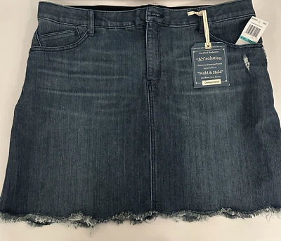 NWT Democracy “Ab” solution Distressed Hem Denim Jean Skirt Size 16P Mold & Hold