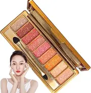 Glitter Eyeshadow Palette, 9 Colors Professional Shimmer Eyeshadow, Waterproof Sweatproof Long-Lasting Sparkle Eyeshadow for Halloween/Birthday/Valentine's Day, Style2 Glitter Eyeshadow