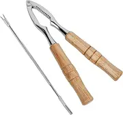 Nut Cracker for All Nuts Heavy Duty Walnut Cracker Zinc Alloy Pecan Cracker Nut Cracker Tool with Non-slip Wood Handles for Walnuts Hazelnuts Almonds Pecans and More-1 Pick Included