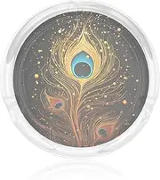Glass Ashtray for Cigarettes Portable Decorative Modern Cigarette Ash Tray Peacock Feather Gold Design Round Cigar Ashtrays Holder Cute Cool Tabletop Ashtray for Office Home Indoor Outdoor