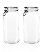 2x Clear Glass Jars Clip Candy Food Seasoning Condiment Storage Container 2.1L