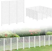 [Vrisa] Privacy Screen Fence Panels 12 Pack Freestanding Decorative Garden Fencing Border Outdoor with T-shaped Base Air Conditioner Trash Can Fence Dog Fences Outdoor for Deck Patio Balcony Yard, White