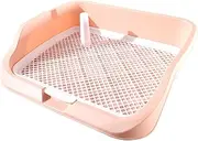 Perfk Puppy Toilet Potty Train Corner Indoor Reusable Portable Easy to Clean Accessories Raised Enclosure Dog Potty Pet Urinal, Pink